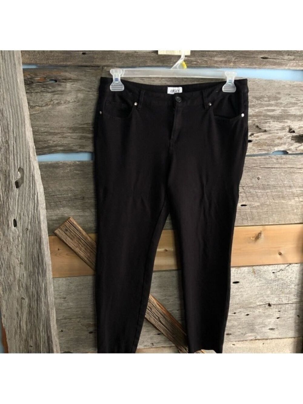 JERSEY by Jacob Size Large Petite Black Straight Leg Pants